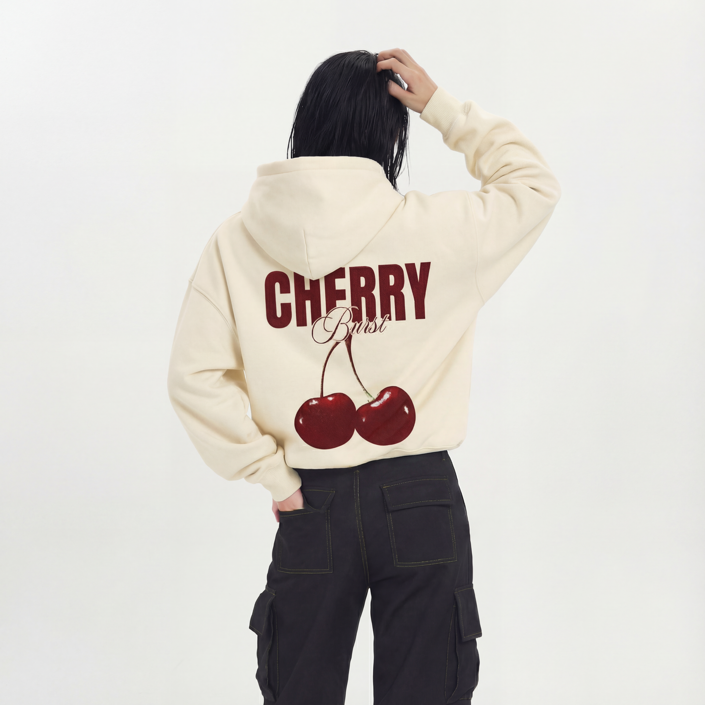 Cherry Burst, Double Layered Zip Hoodie