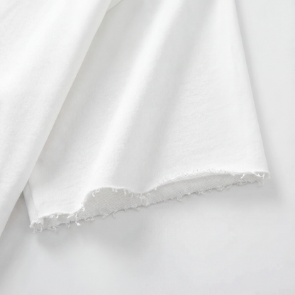 Broken Record, Boxy Half-Sleeve Raw-Edge T-Shirt