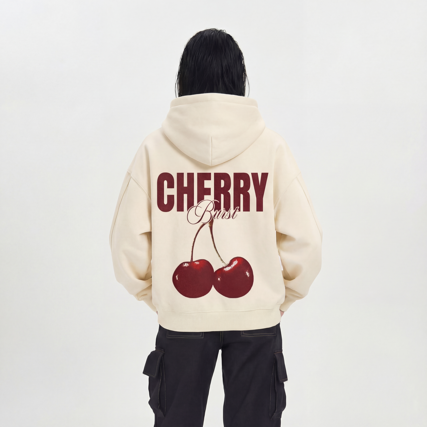 Cherry Burst, Double Layered Zip Hoodie