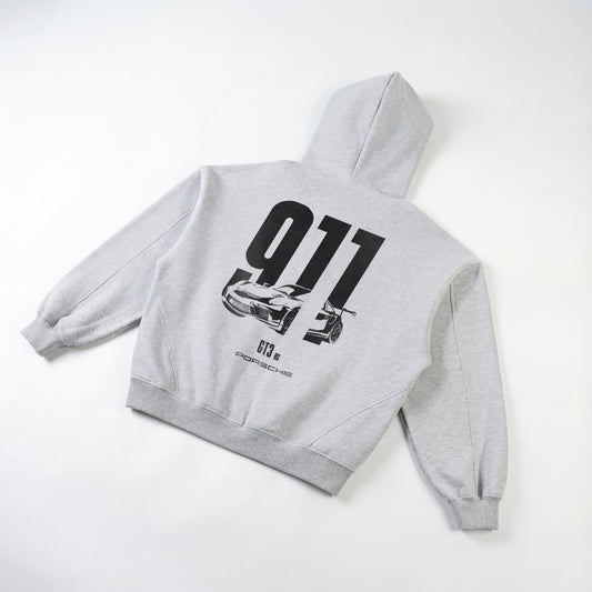 Porsche 911 GT3, Contrast-Stitched Boxy Fleece Zip Hoodie