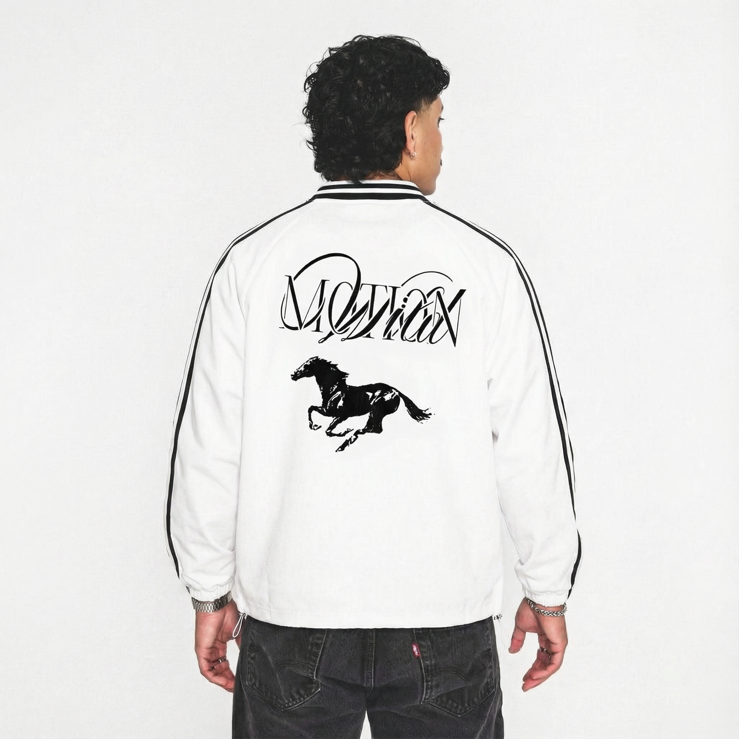 Wild Motion, Striped Lapel Collar Sweatshirt