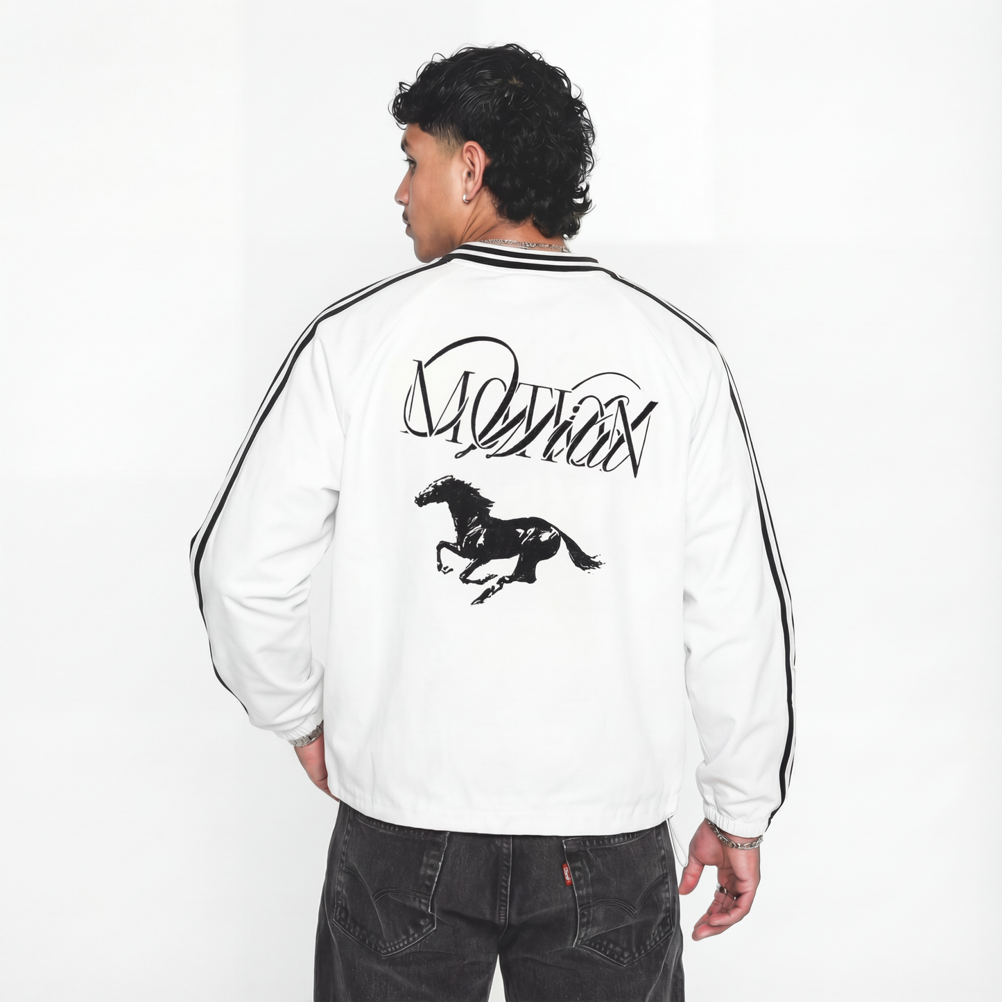 Wild Motion, Striped Lapel Collar Sweatshirt