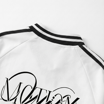 Wild Motion, Striped Lapel Collar Sweatshirt